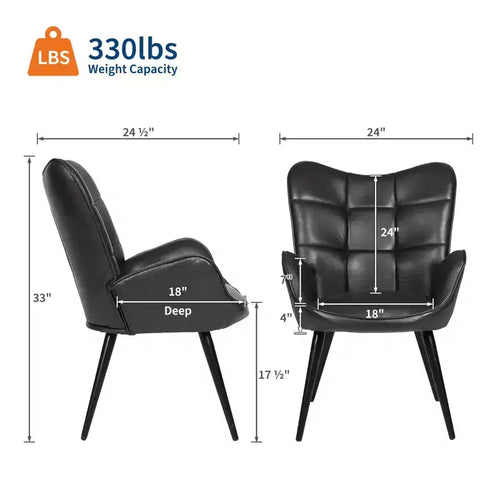 1PC Upholstered Dining Chair, Linen Kitchen Chair with Wood Legs, High Back Accent Chair for Kitchen, Living Room, Restaurant, Cafe, Only Chair