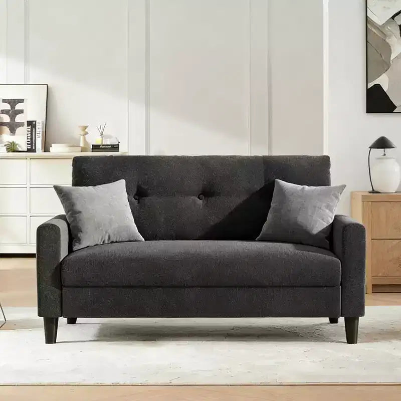 Dyonery 50 Small Corduroy Loveseat Sofa with Extra-Deep Seat and Tool-Free Assembly