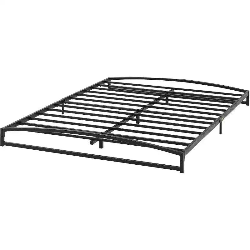 full size 6 Inches High Metal Platform Queen Size Bed Frame, Metal Slat Support, Sturdy Steel Structure