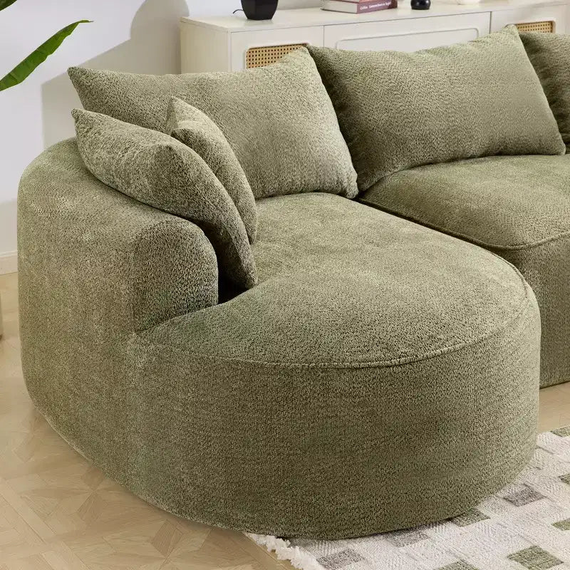 GDFStudio Luminara 124.5 Modern Curved Compression Chenille Sofa with 7 Pillows