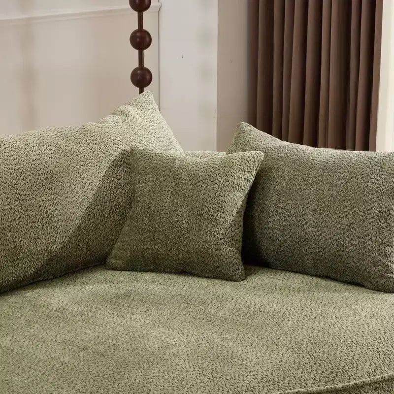 GDFStudio Luminara 124.5 Modern Curved Compression Chenille Sofa with 7 Pillows