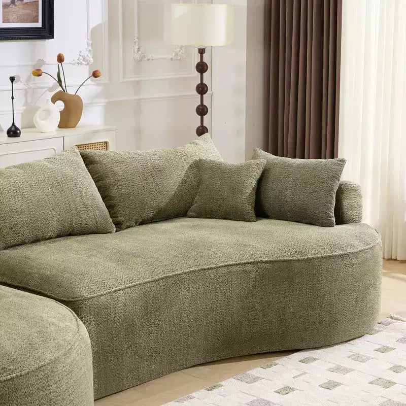 GDFStudio Luminara 124.5 Modern Curved Compression Chenille Sofa with 7 Pillows