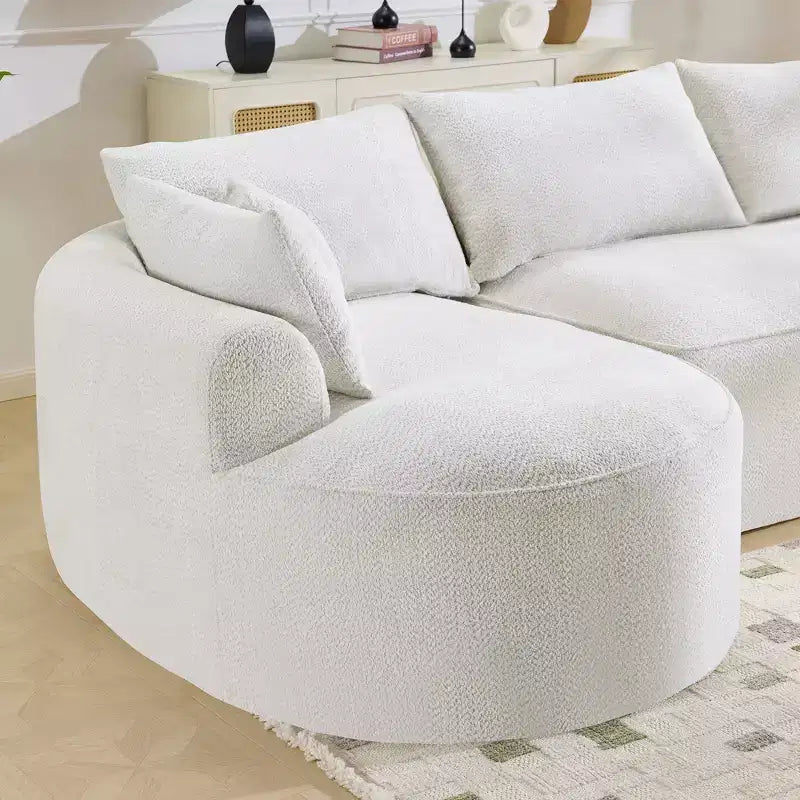 GDFStudio Luminara 124.5 Modern Curved Compression Chenille Sofa with 7 Pillows