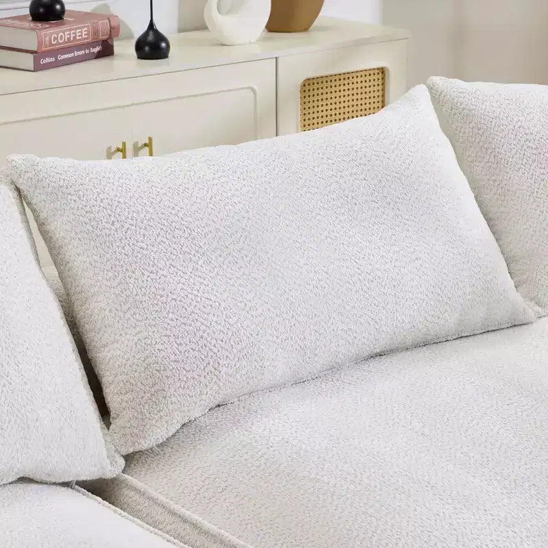 GDFStudio Luminara 124.5 Modern Curved Compression Chenille Sofa with 7 Pillows