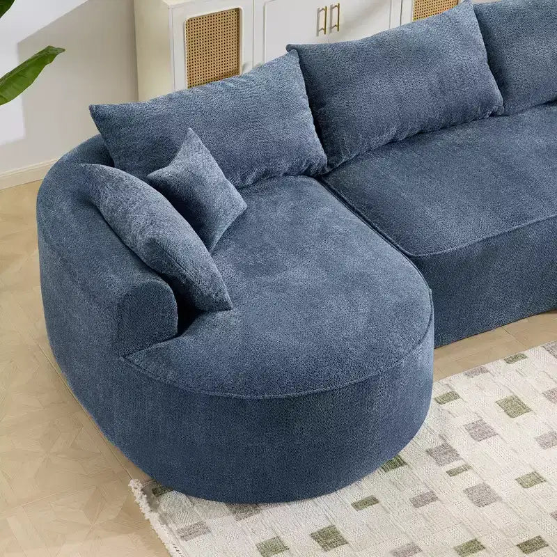 GDFStudio Luminara 124.5 Modern Curved Compression Chenille Sofa with 7 Pillows