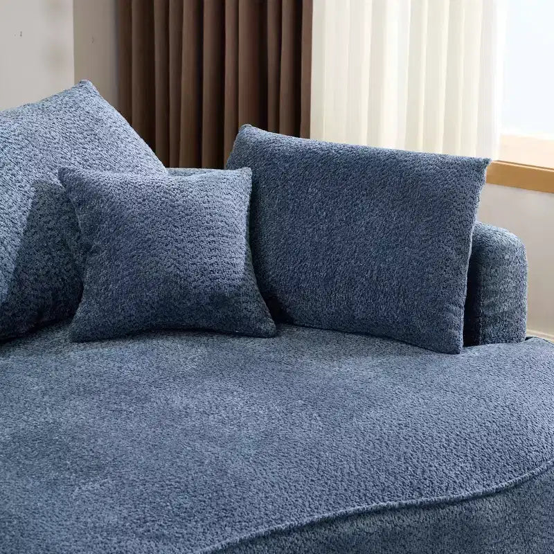 GDFStudio Luminara 124.5 Modern Curved Compression Chenille Sofa with 7 Pillows